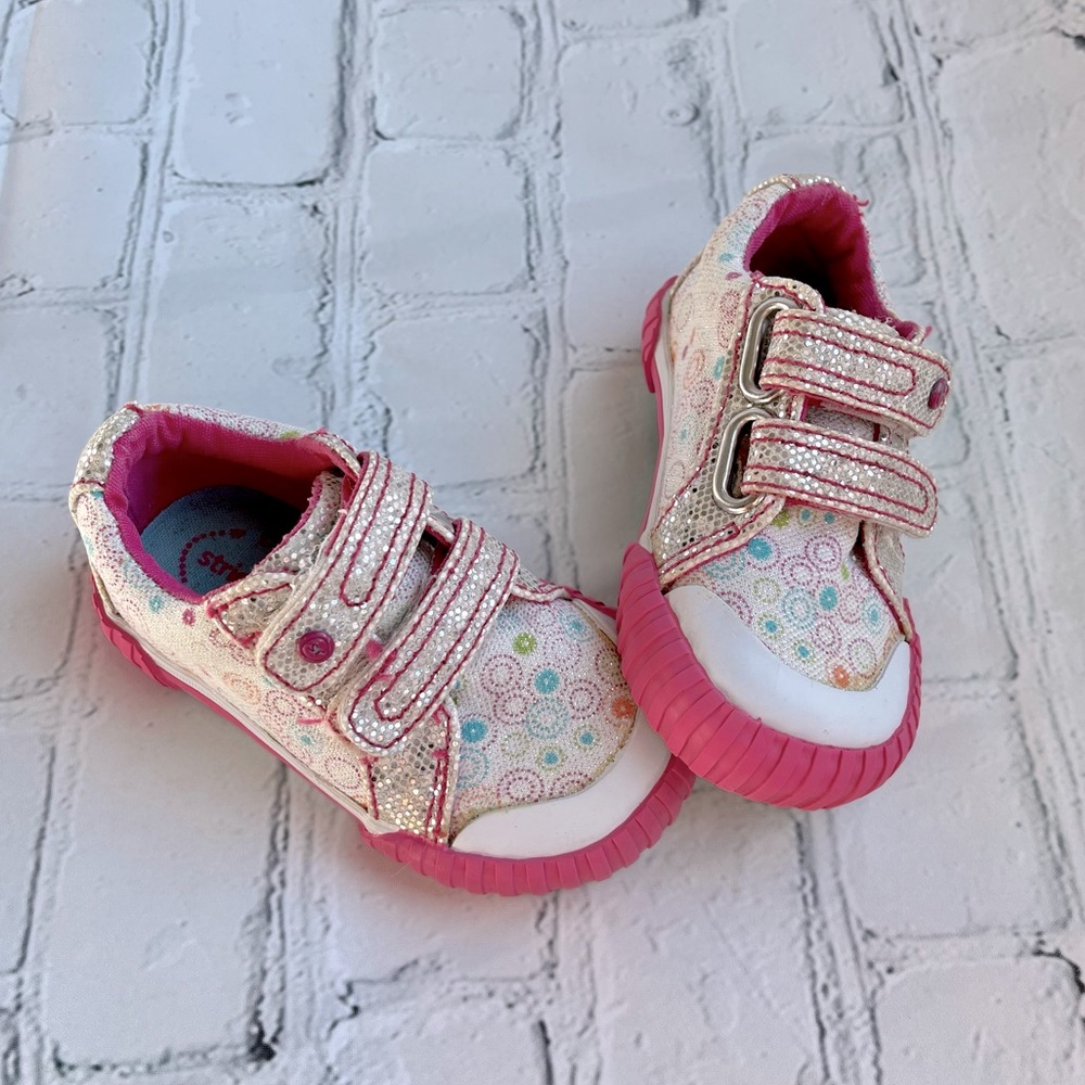 Stride Rite Pink Glitter Polka Dot Sneakers